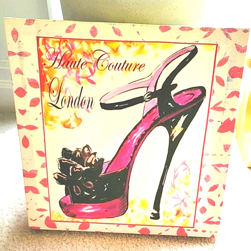 Fashion Haute Couture London Shoe Stiletto Decor Canvas Painting 12" x 12"